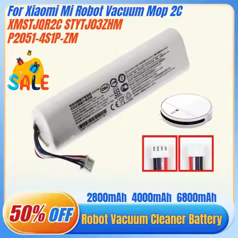 14.4V 2800mAh-6800mAh Li-ion Replacement Battery for Xiaomi Mi Robot Vacuum Mop 2C STYTJ03ZHM XMSTJQ