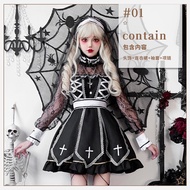 Halloween Cross Nun Ghost Dress Vampire Dark Gothic Costume เสื้อผ้าสำหรับการแสดงงานปาร์ตี้ ชุดนักบว