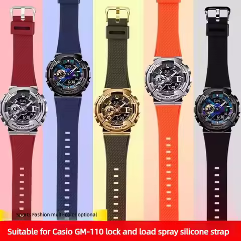 For Casio G-SHOCK GA110 GM110 GM-110GB Silicone Small Steel Cannon watchband Red Blue Color Blocking