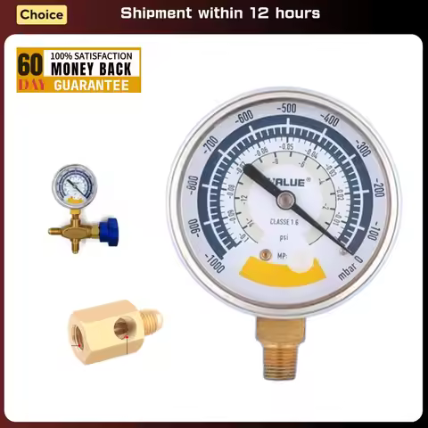 63mm Vacuum Gauge Pressure Gauge Accurate Air Gauge Instrument for Vacuum Pump 0-14psi Dial Display 