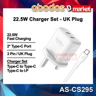 Abodos AS-CS295 Charger Set 22.5W Fast Charging Charger Adapter Set 22.5W Charger UK Plug Abodos Cha