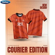 Courier Edition Jersey Baju SPX Express Jersi Viral Murah Custom Name Retro Collar Jersey Lengan Pen