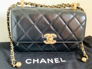 Chanel 小金珠 19cm 小金球 金球 金珠 chanel手袋 chanel classic flap 黑金羊皮