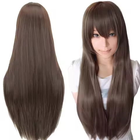 Synthetic Hair Brown Long Cosplay Wigs Straight Wig Chitanda Eru Anime Hair Pieces Costume Wig
