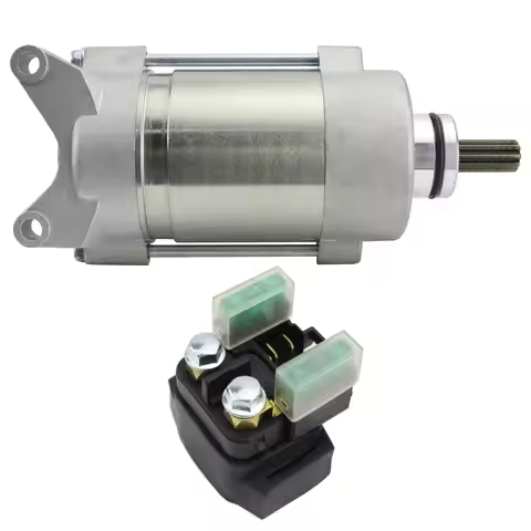 Starter with Relay for Yamaha Motorcycle FJR1300 / FJR1300A / FJR1300AS 2003-2007, 5JW-81890-00 1MC-