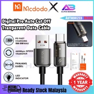 MCDODO 36W Auto Cut Off Kable Data Cable USB PD Type C to iP  LED  Super Pantas Fast Charging Transp