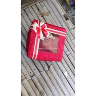 Ribbon free mica bamboo basket 22x22cm