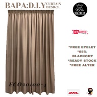 Ready Made Curtain!! 95%Blackout Siap Jahit Langsir Langsir RAYA Kain Tebal Polyester Coklat