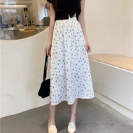 日系碎花半身裙 大裙擺A字傘裙 春夏溫柔仙女風- 綠色 S