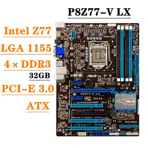 For P8Z77-V LX Desktop Motherboard LGA 1155 DDR3 I3 I5 22/32nm CPU USB3.0 32GB SATA3 VGA Z77 Mainboa
