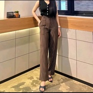 ORO STRIPE PANTS - Korean Style / Loose Culottes / High Waist Long Pants