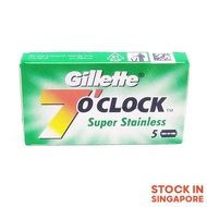 Gillette 7 O'Clock Super Stainless Double Edge Razor 5 Blades, DE Double Edge Safety Shaving Blade, 