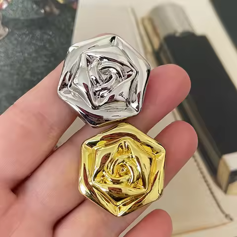 2Pcs /30Mm Simple Style Rose Metal Button Suit Jacket, Woolen Coat, Decorative Button, Cardigan, Ves