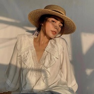 หมวกไหมพรมสไตล์ฝรั่งเศส AMI NERDY หมวกทรงแบนสไตล์ย้อนยุคสำหรับผู้หญิง หมวกกันแดด หมวกที่สวมใส่สบายสำ