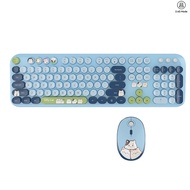 Jomaa&Mofi Ergonomic Plug and Play 2.4G Wireless Keyboard Mouse Combo Full Size 104 Keys Retro Round