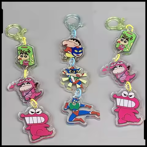 Crayon Shin-Chan Anime Keychain Cartoon Superman Shin-chan Acrylic Keychain Bag Ornament Cute Periph