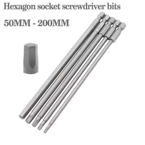 50mm-200mm Hex Head Allen Wrench Drill Bits Set Long Allen Screwdriver Bits Magnetic Tips Hex Key Sc