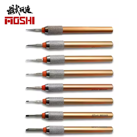 MOSHI MS048 8PCS Model Engraving Knife 0.15-3mm Carving Chisel Metal Push Knife Scribe Line Carver H