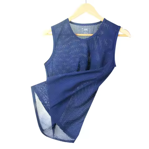 2PC Men's Vest Ice Mesh Quick Drying Vest Men's Sports Fitness Breathable V-Neck Thin Sleeveless T-S