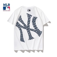 2023แท้ตรวจสอบ MLB Yankees โลโก้ใหญ่ Presbytem แขนสั้น Ny ชายและหญิงนักเรียนเสื้อยืดปักลายลำลองนำเข้