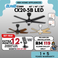 【FREE GIFT🔥】Alpha Cosa CX20-5B / CX20-5B LED | DC Motor | 12 + 12 Speed | Ceiling Fan | Kipas Siling