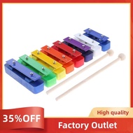 8-Notes Xylophone Aluminum Plate Wood Base Hand Percussion with 2 Pcs Mallets Glockenspiel Piano  Ou