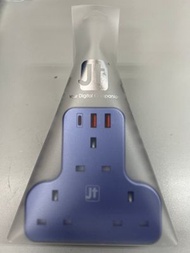 PD20W 3位T型插座3AC+2A1C 拖板 | 支援快速充電 | PD & QC 3.0規格 電源插座 萬能插蘇 USB充電 | 紫色