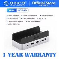ORICO 10 in 1 Storage Expansion for Mac Mini, USB3.2 Gen2 Type C, with RJ45, SD/TF Reader, HDMI, M.2