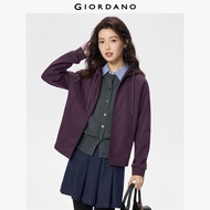 GIORDANO Women Hoodies Heavyweight Warm Fleece Lined Hoodies Seam Detail Raglan Sleeve Fashion Casua