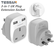 TESSAN  Power Socket Adaptor With 2 USB Fast Charger + UK 3 Pin Plug With Fuse Blown 250V/3250W/13A Extension Charge Plug Adapter