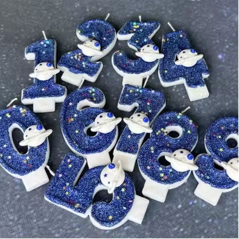 Number Birthday Candles Cake Party Decoration Birthday Candles Planet Universe Blue Boys and Girls N