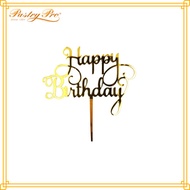 Pastry Pro, Cake Topper - Happy Birthday, Gold Acrylic - 5pcs