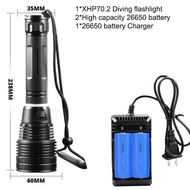 【Highly Recommend】PUTEER XHP70.2ไฟฉาย LED ใต้น้ำ100M ไฟดำน้ำกันน้ำ Scuba ไฟฉายดำน้ำไฟฉายสำหรับ Diver