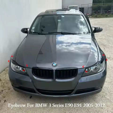 2Pcs ABS Glossy Car Evil Headlight Eyebrows Eyelid 3D Sticker For BMW 3 Series E90 E91 316d 318i 320