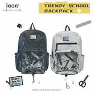 🎒 ICON "Every day is Friday" Casual Polyester Backpack – Large Capacity School Bag (Black & Grey)