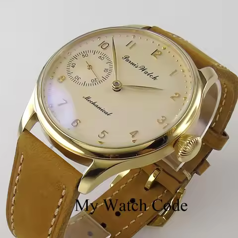 Vintage PARNIS Mechanical Hand Winding Watch Men Gold 44mm Steel Wristwatch Sport 17 Jewels 6497 Mov