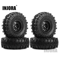 々 INJORA Rubber 1.9" Tires&Plastic 1.9 Inch Wheel Rims 4Pcs/Set Para Sa 1/10 RC Crawler Axial Sc