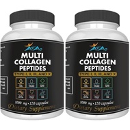 2-Pack Multi Collagen Plus Pills (Type I, II, III, X) for Anti-Aging, Hair, Skin, Nails and Joint Su