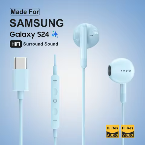 For Samsung Headphones HiFi Surround Sound DAC Chip USB Type C 3.5mm Music Wired Earbuds For Galaxy