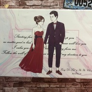 墾丁婚紗照客製手繪無框畫 結婚紀念禮物 房間幸福擺飾 拍婚紗