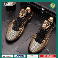 Imported Men's Fashion Shoes Gold Silver Men Platform Casual Shoes Leather s Hip-hop Height Increasi