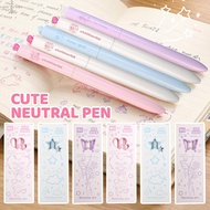 12-4Pcs Butterfly Rotating Gel Pens - Quick-Drying, Smooth - Cartoon Stars Neutral Pen - Student Sta
