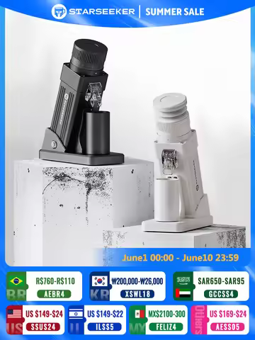 STARSEEKER E55Pro Electric Coffee Grinder 55MM Espresso Cone burr Stepless Fineness Adjustment Cold 