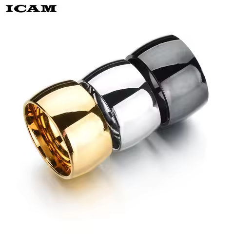 ICAM 12mm No fading 24k Classic Engage Wedding rings 1.2CM Yellow Gold Ring filled 316L Titanium ste