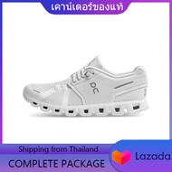 ของแท้อย่างเป็นทางการ On Running Cloud 5 All White Sneakers 59.98902 รองเท้าผ้าใบผู้ชาย รองเท้าผ้าใบ