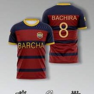 Men's Blue Chainmail Short Sleeve Anime Munich Football Jersey, Unisex Anime Football Jersey, BARCHA
