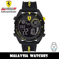 (100% Original) Scuderia Ferrari 0830744 Forza Black Digital Dial Black Silicone Strap Men's Watch (