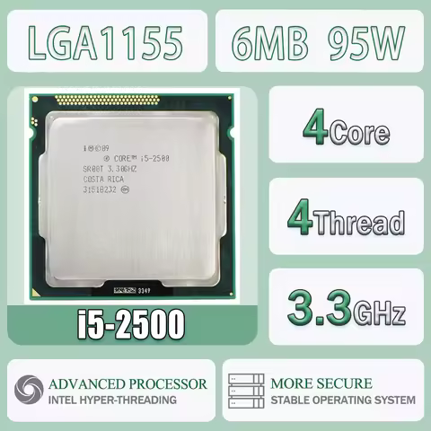 Intel Core I5-2500 3.3GHz 4 Core 4 Thread CPU 6M Cache Up To 3.70GHz 95W I5 2500 Desktop Processor I