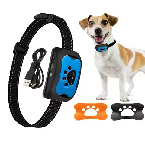 Pet Dog Anti Barking Device USB Rechargeable Dogs Training Collar Ultrasonic Stop Barking Vibration 