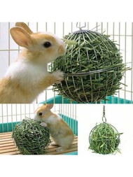 1個不鏽鋼球,用於鍍金寵物乾草飼料球兔子倉鼠草架（不包括乾草）